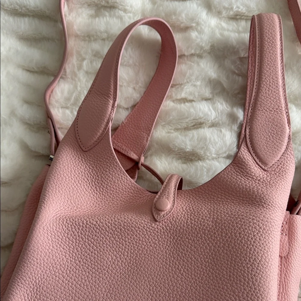 Ralph Lauren Blush Pink Pebbled Leather Crossbody with Black Polo Logo - Picture 3 of 5